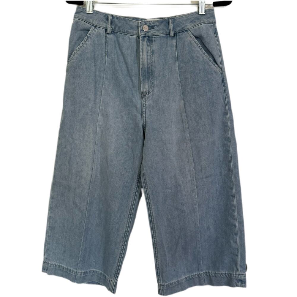 PAIGE Denim Clarice Culotte Jeans Light Fauna Blue Wash Size 28 Cropped Wide Leg - Picture 4 of 13